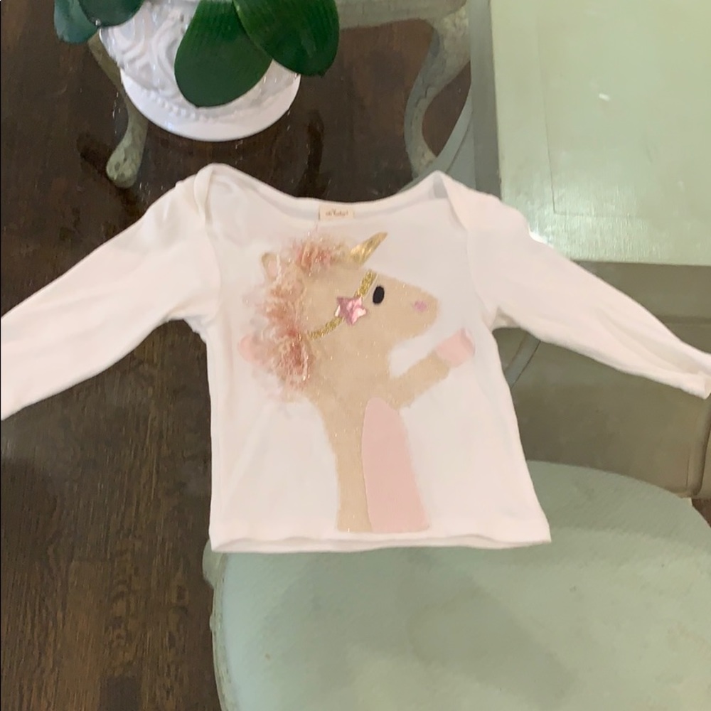 Oh baby! Unicorn long sleeve shirt. Size 12m